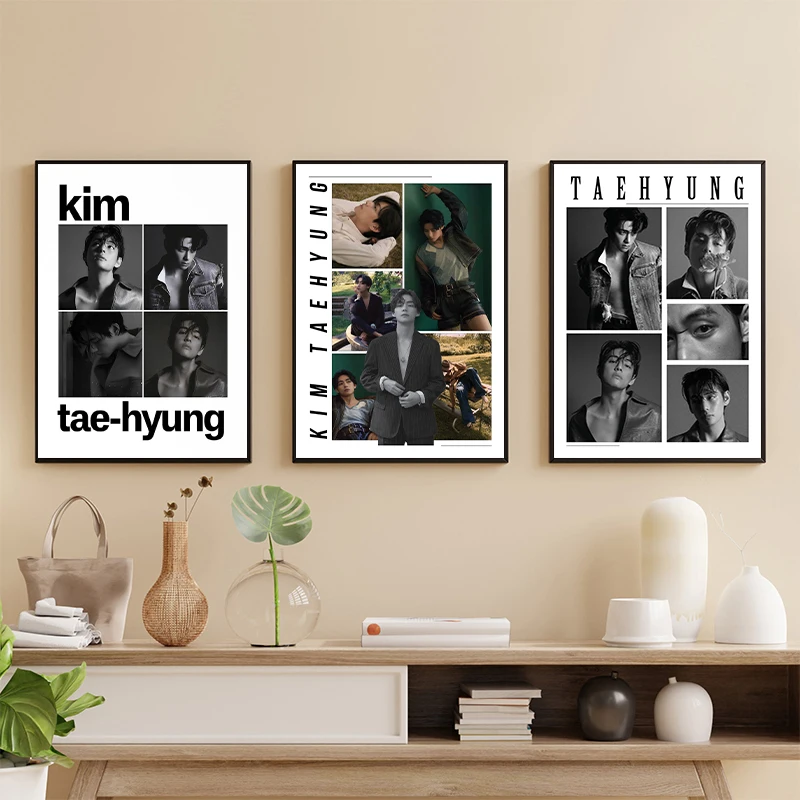 Hot Kpop Singer T-Taehyung-V Handsome Posters and Prints Canvas Printing Modern Wall Art Picture for Living Room Home Decor Gift