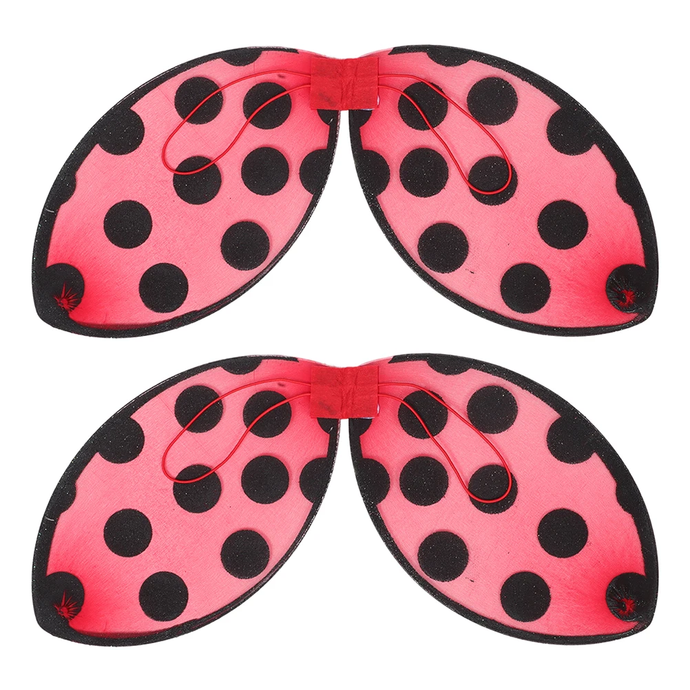 2 Pcs Halloween Ladybug Wing Kids Dress up Costumes Accessories Insect Cosplay Fairy Wings Prop for Girls Dress up Accessories