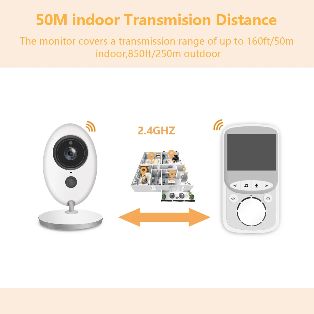 Baby Monitor with Camera Wireless Music Intercom IR Audio Video Nanny Camera Temperature Monitoring babysitter VB605 baby phone