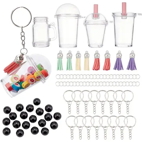 SUNNYCLUE DIY Schlüsselanhänger Set 156 Teile - 6 Sets Mit Schleifen, Perlen & Herz-Anhängern