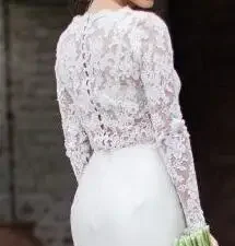 Lace Appliques Bridal Bolero Shawl Wedding Accessories  Wedding Jacket Shrug Custom Made Long Sleeve Bridal Coat  Customized