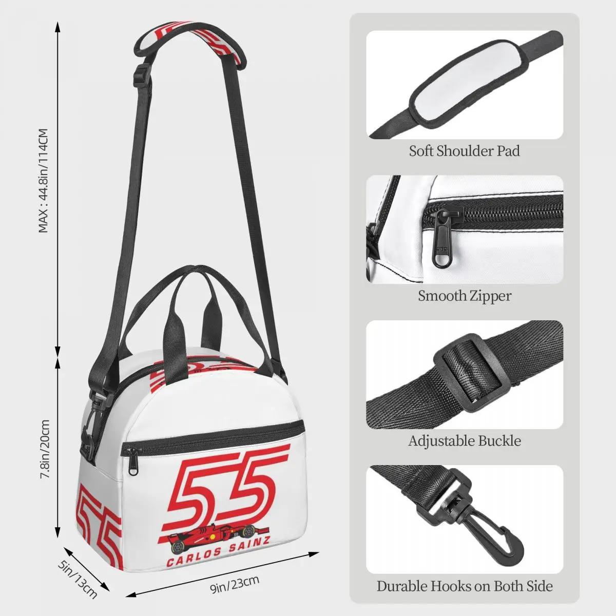 Carlos Sainz Jr F1 Signature Graphic - Bolsas de almuerzo oscuras Bento Box Bolsa de almuerzo Bolsas de picnic a prueba de fugas Bolsa térmica para mujer Oficina