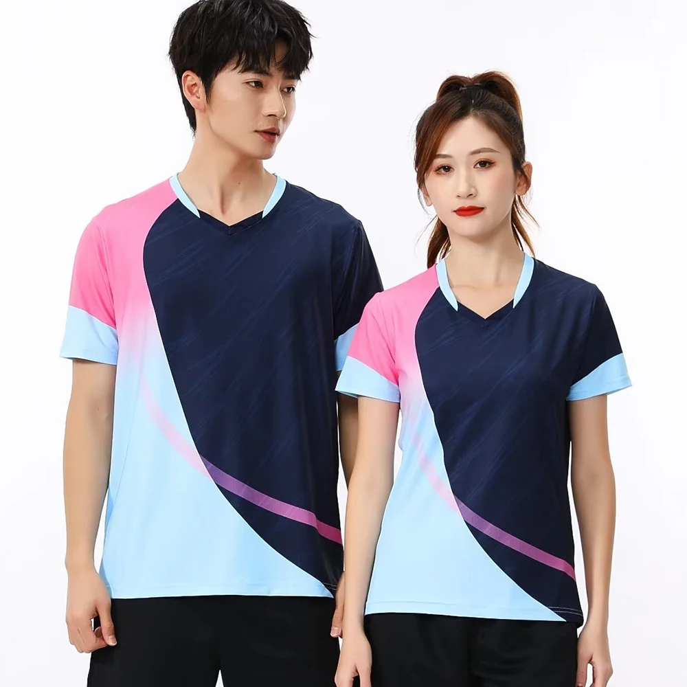 Couple Badminton Shirt Tops Quick-dry Tennis Ping Pong Training Uniform 2023 New Arrival Summer Print Table Tennis Jersey Cloth