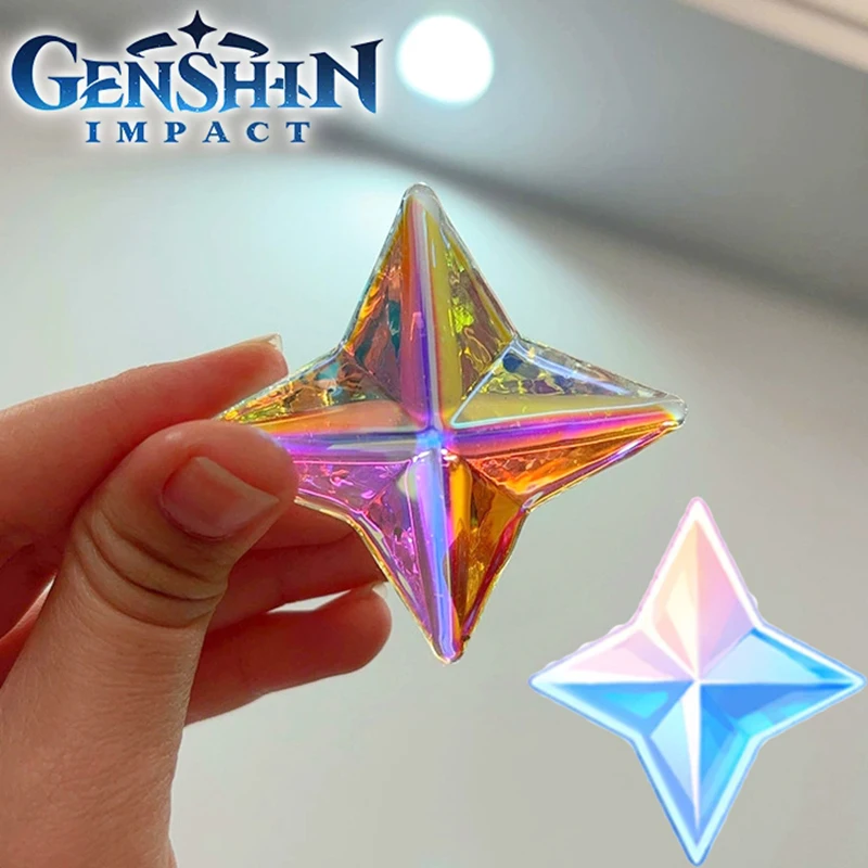 

Игра Genshin Impact Primogems, красочные стереоскопические хрустальные украшения, реквизит, коллекционные украшения для рабочего стола