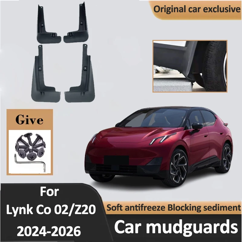 

MudFlaps For Lynk Co 02 Z20 Accessories 2024 2025 2026 Auto Wheel Cover Mudguards 4PCS Splash Guards Fender Mud Flaps Cars Tools