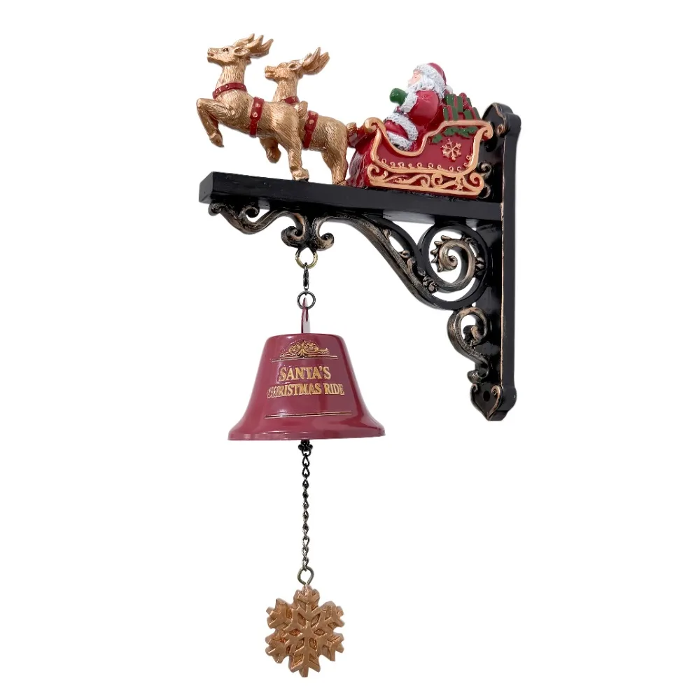 Vintage Christmas Bell Decorations Resin Crafts Hanging Ornament 3D Wall-mounted Doorbell Multifunctional Cute