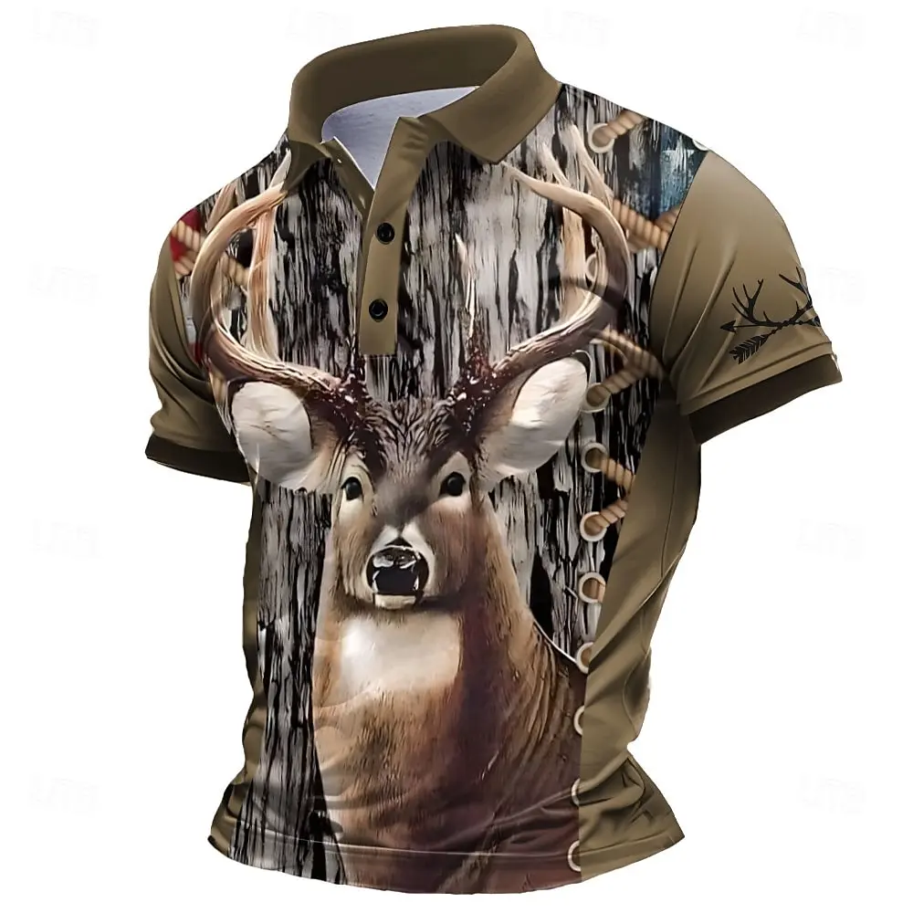 3D Milu Deer Grafik Bedrucktes Y2k Kurzarm-Sweatshirt Modisches Polohemd Lockeres Herren-Oberteil Lässiger Pullover Vintage Herrenkleidung – Detail 13