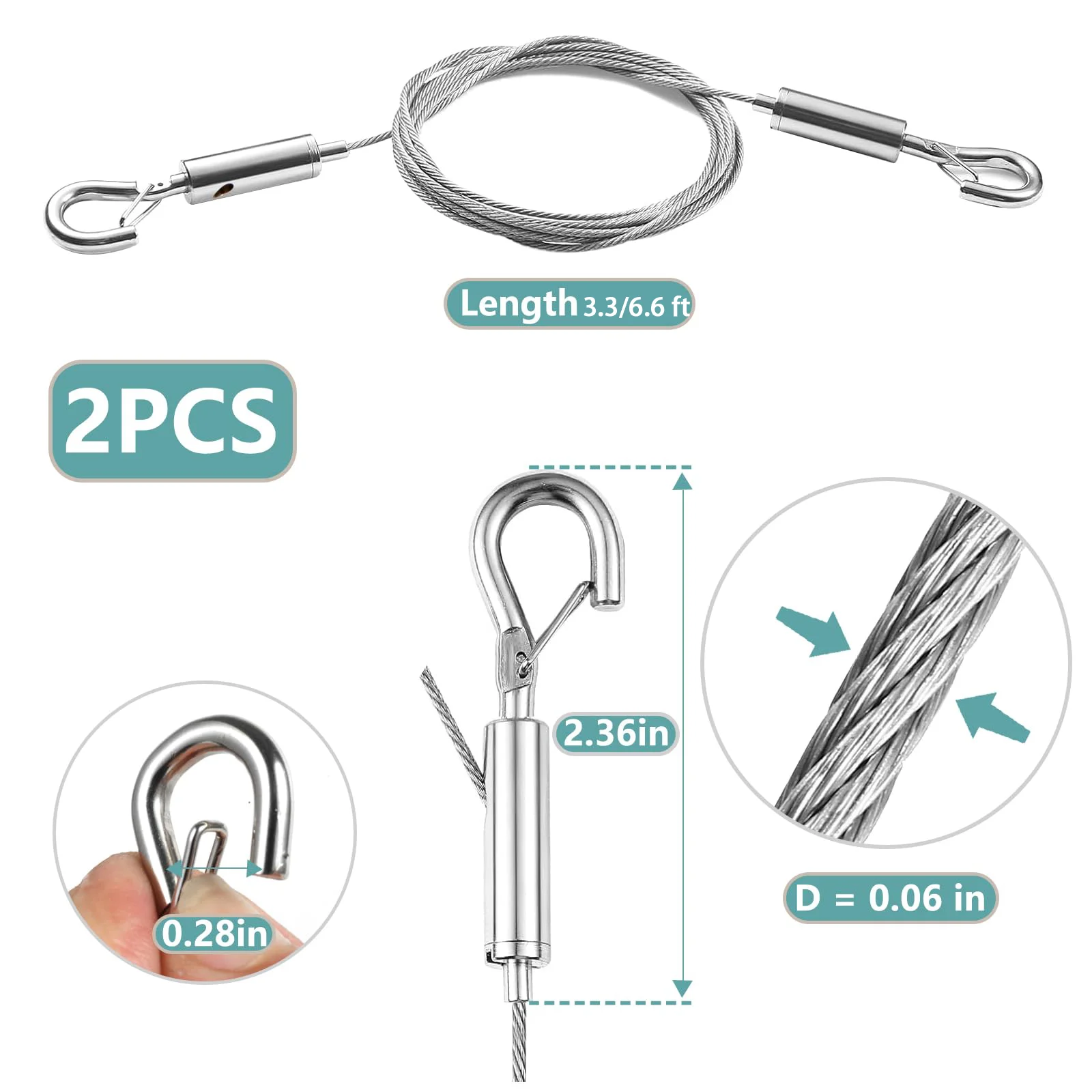 مجموعة تعليق الصور بسلك قابل للتعديل، سلك من الفولاذ المقاوم للصدأ لتعليق الصور، كابلات خالية من الأدوات، حبل معلق مع خطافات 40 رطلاً