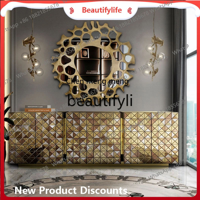 A32 Italian Style Light Luxury Solid Wood Entryway Cabinet Sideboard Wall-Mounted Home Storage Cabinet Designer