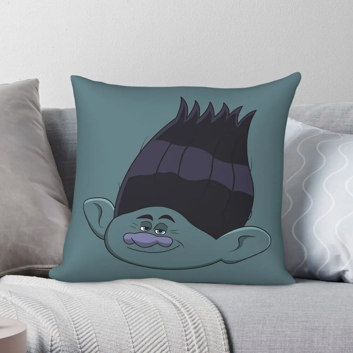 Branch Trolls Pillowcase Polyester Linen Velvet Creative Zip Decorative Pillow Case Home Cushion Cover