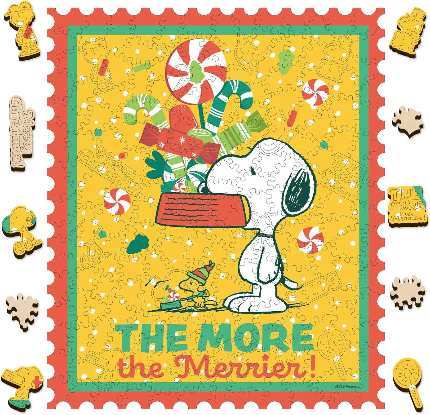 

Рождественские пазлы с арахисом, пазлы для взрослых с Снупи, подарок, 200 деталей, деревянные пазлы уникальной формы, официально лицензированная продукция