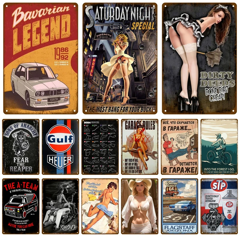 Декор для дома в стиле ретро, настенное украшение, мотор, нефть, газ, металл, искусственная пещера, аксессуары, пластины, жестяной знак, ВИНТАЖНЫЙ ПЛАКАТ для железа
