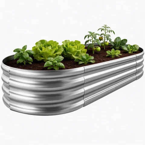 Galvanized Raised Garden Bed Metal Planter Box Oval Outdoor Garden Box for Vegetables Flowers Herbs Patio Yard Planting Bed