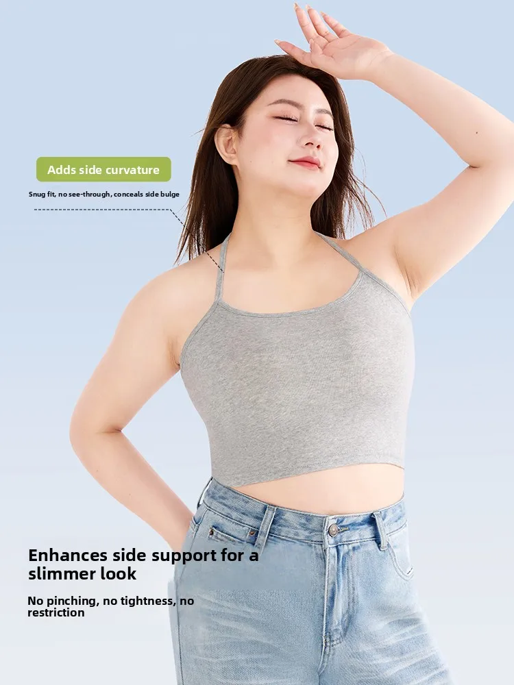 White Strapl Vest Women's Summer Thin ort Base Layer Clothing Fat MM Ne Hanging ort Sle Underwear Inner Wear