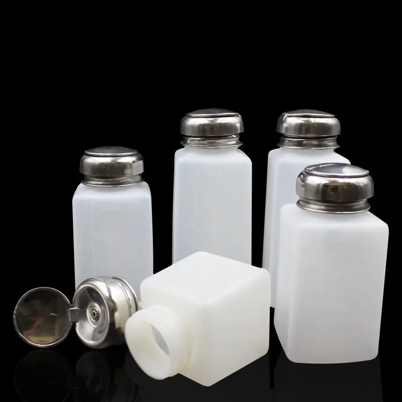 Press Empty Refillable Bottle Liquid Alcohol Pump UV Gel Nail Polish Cleaner Acetone Water Remover Dispenser 100/200/250ml view 2