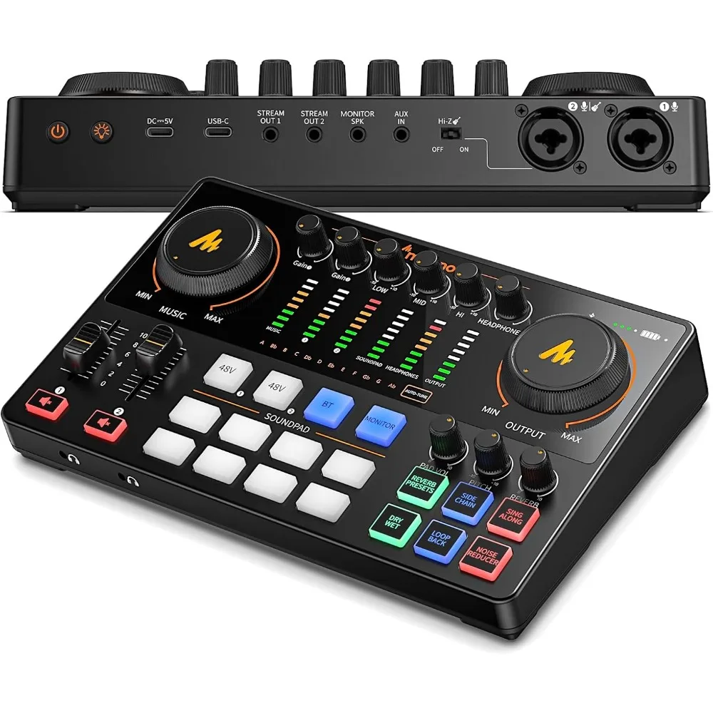 

Podcast Equipment Bundle: Audio Interface mixer with Dual XLR Input for Podcast Streaming