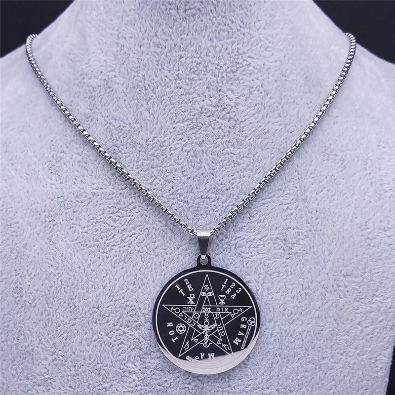 Tetragrammaton ชาวยิวฮีบรูสร้อยคอผู้หญิงผู้ชายสแตนเลส Star Pentagram Talisman CHAIN ของขวัญเครื่องประดับ collier N4511S02