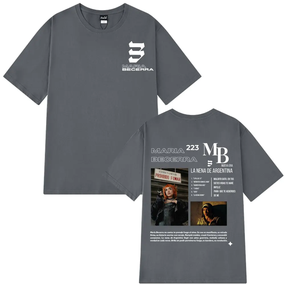 المغني ماريا بيسيرا لا نينا ألبوم 2025 خمر التي شيت الرجال النساء موضة تي شيرت القطن عادية فضفاض المتضخم تي شيرت مروحة الهدايا #5