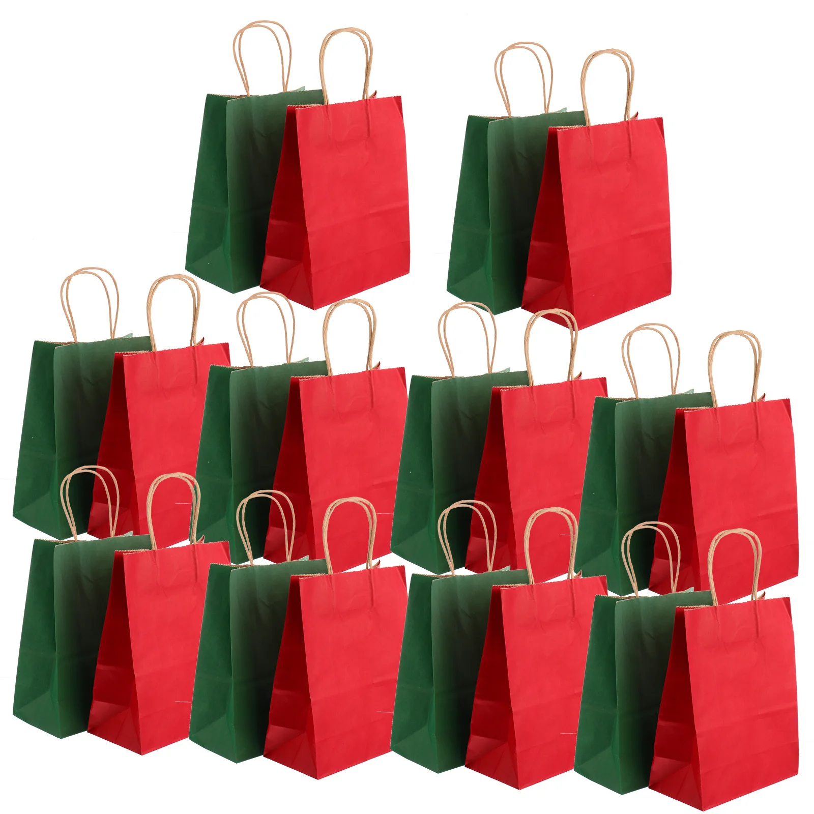 

24Pcs Christmas Gift Bags Kraft Paper Red Green Medium Size Sturdy Candy Party Wrapping Packaging Pouch Paper Storage Pouches
