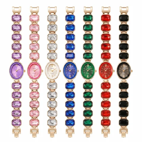 Rhinestone Quartz Watches Diamond Studded Watch Strap with Adjustable Bracelet Women Wristwatch Rotundity Shaped Watch