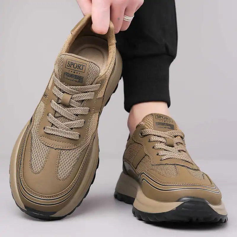 

Round Foot Thick Heeled Autumn Men's Sneakers Casual Fashion Shoes Men Walks Sports Fit Shuse Low Cost Top Quality