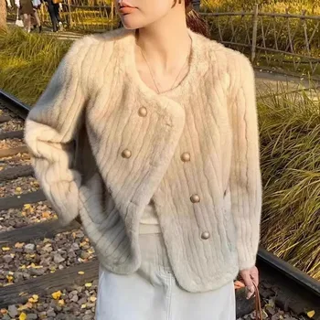 Korean Stripe Plus Velvet Parkas Women Autumn Winter Thickened Cotton-Padded Warm Tops Coat Woman Loose Padded Jacket Ladies