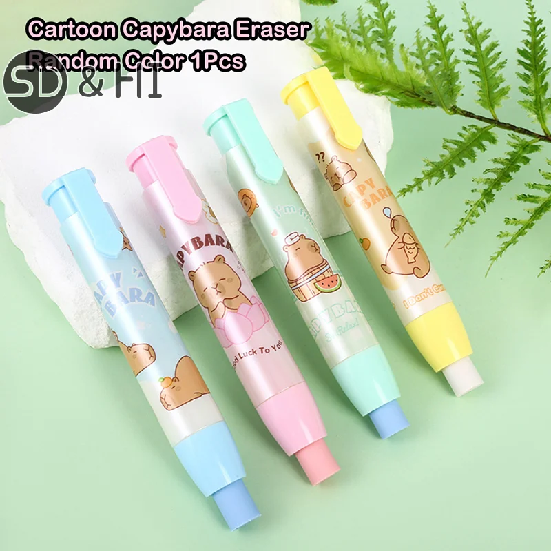 Creative Cute Capybara Erasers Cartoon Novelty Pen Shaped Rubber Erasers School Stationery Kawaii Pencil Eraser Children Gifts