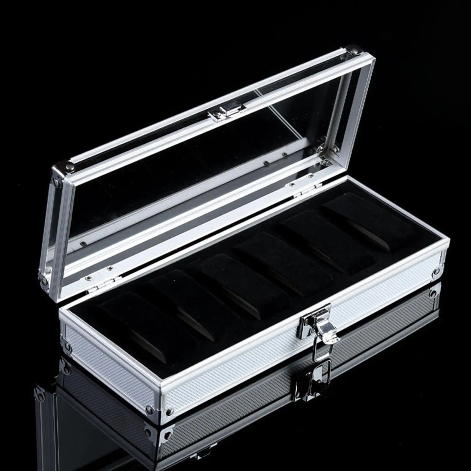 Watch Storage Box Watch Box 6 Slots with Lid Table Dresser Shop Display Lockable Men Women Portable Jewelry Display Case
