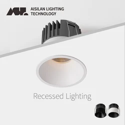 Aisilan Anti-glare LED COB Round Recessed Ceiling Downlight 7W 9W 3000K Aluminum Home Living Room Bedroom Kitchen