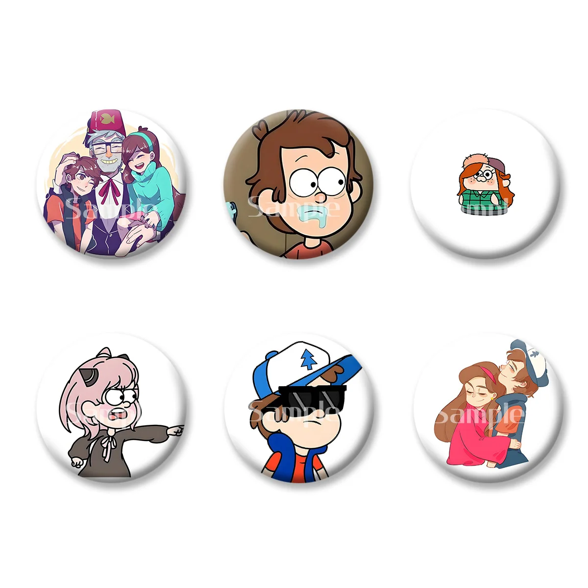 

Gravity Falls Mabel Dipper Anime Cartoon Flash Badge Keychains Makeup Mirror Fridge Magnet ACG Goods Game Peripherals Toy Gift