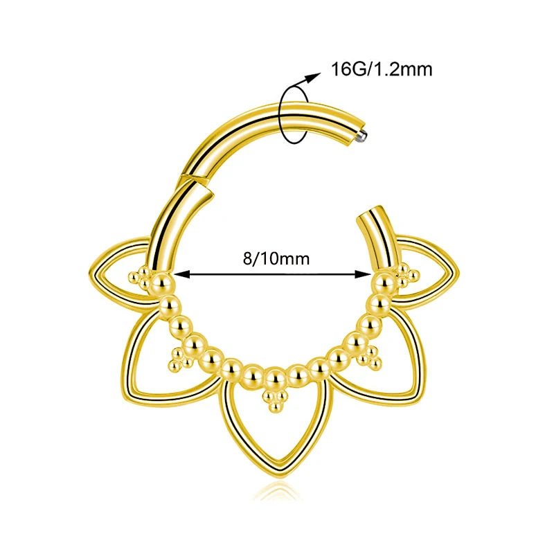 Flower Shape Nose Ring Septum Clicker Helix Piercing Ear Cartilage Daith Hoop Body  Piercing For Women Men 316L Surgical Steel