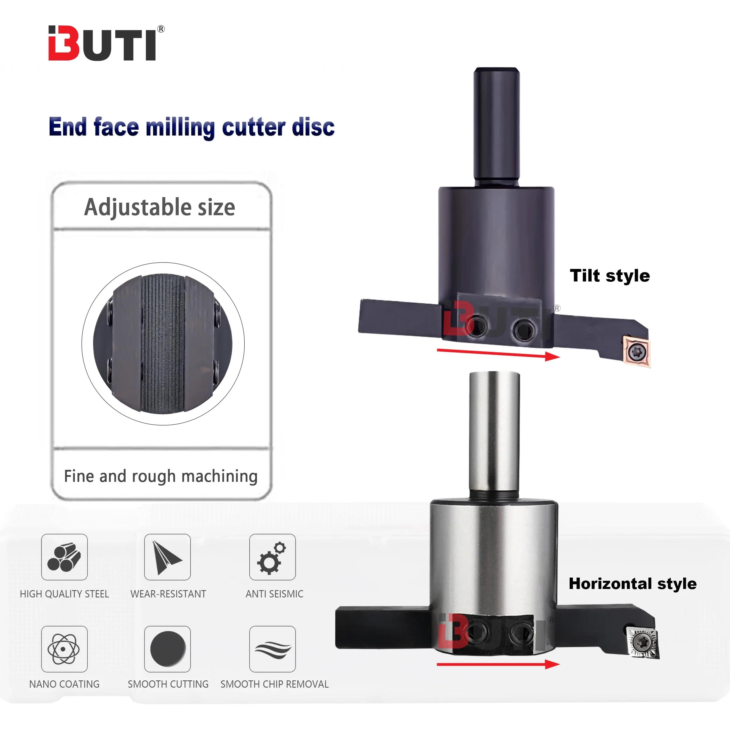 

Machining Center Flat Milling Cutter Disc C12-40-10x10(tilt) C20-50-16x16(flat) Adjustable Dimension End Face Flying Cutter Disc