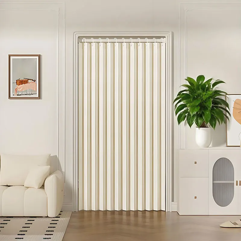 Foldable Door Curtain Dustproof Oil Resistant Hanging Partition with Hooks for Kitchen Entryway Storage Room Keep Clean Easy Det