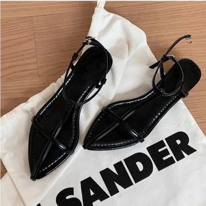 

Women's Sandals Fashion Buckle Pointed Tip Flat Sandals Designer Shoes for Women Summer Sexy Open Toed Sandals Zapatos De Mujer