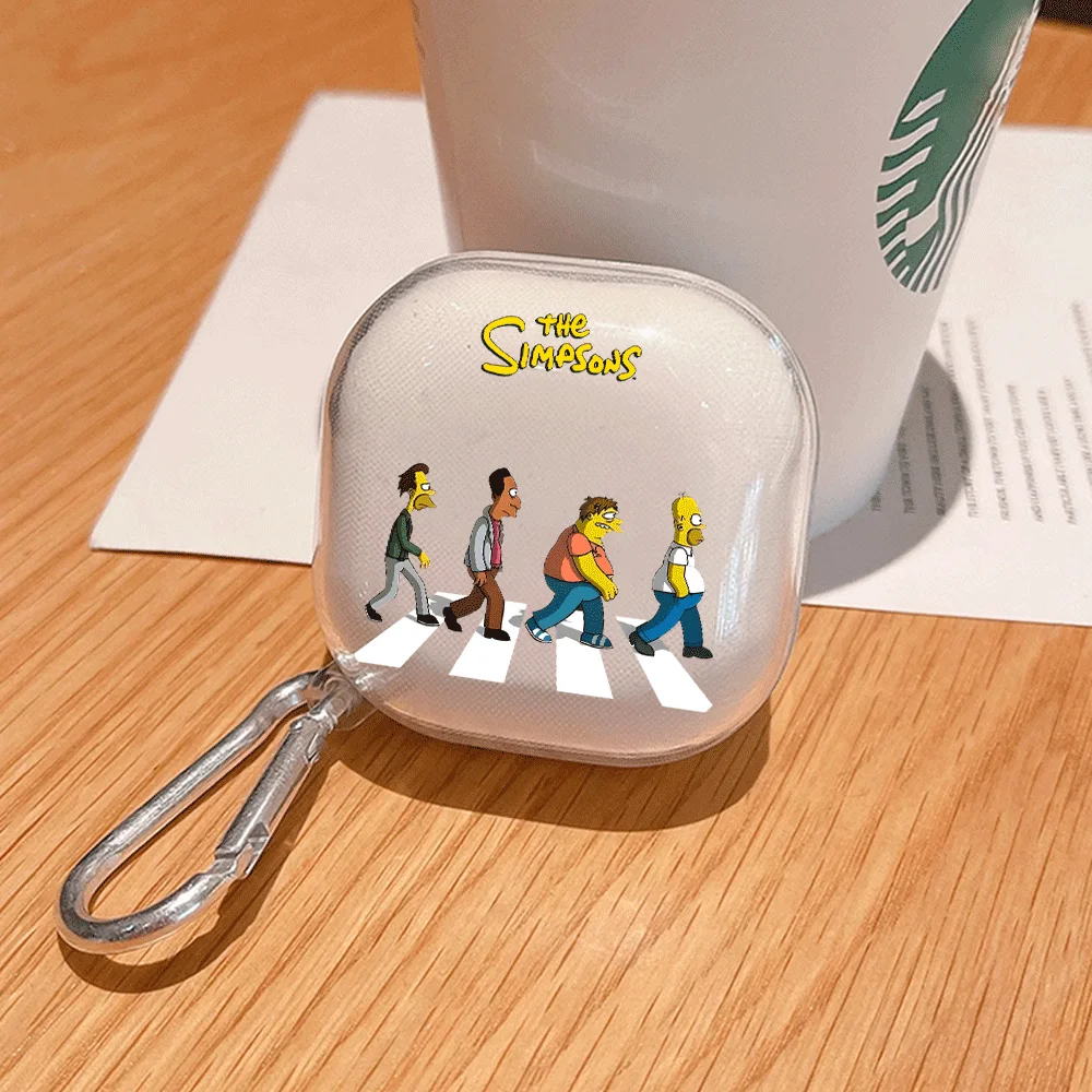 Funda The Simpsons para Samsung Galaxy Buds 2Pro Live 4 Pro 2 3Pro 3 FE 4Pro, funda transparente para auriculares con gancho