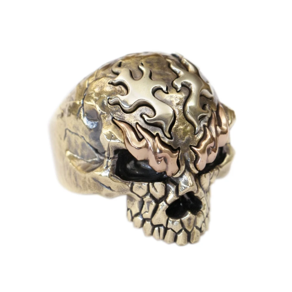 

Cupronickel Fire Copper EyeBrow Brass Skull Ring Biker Rock Adjust Ring BR427 US Size 8~15