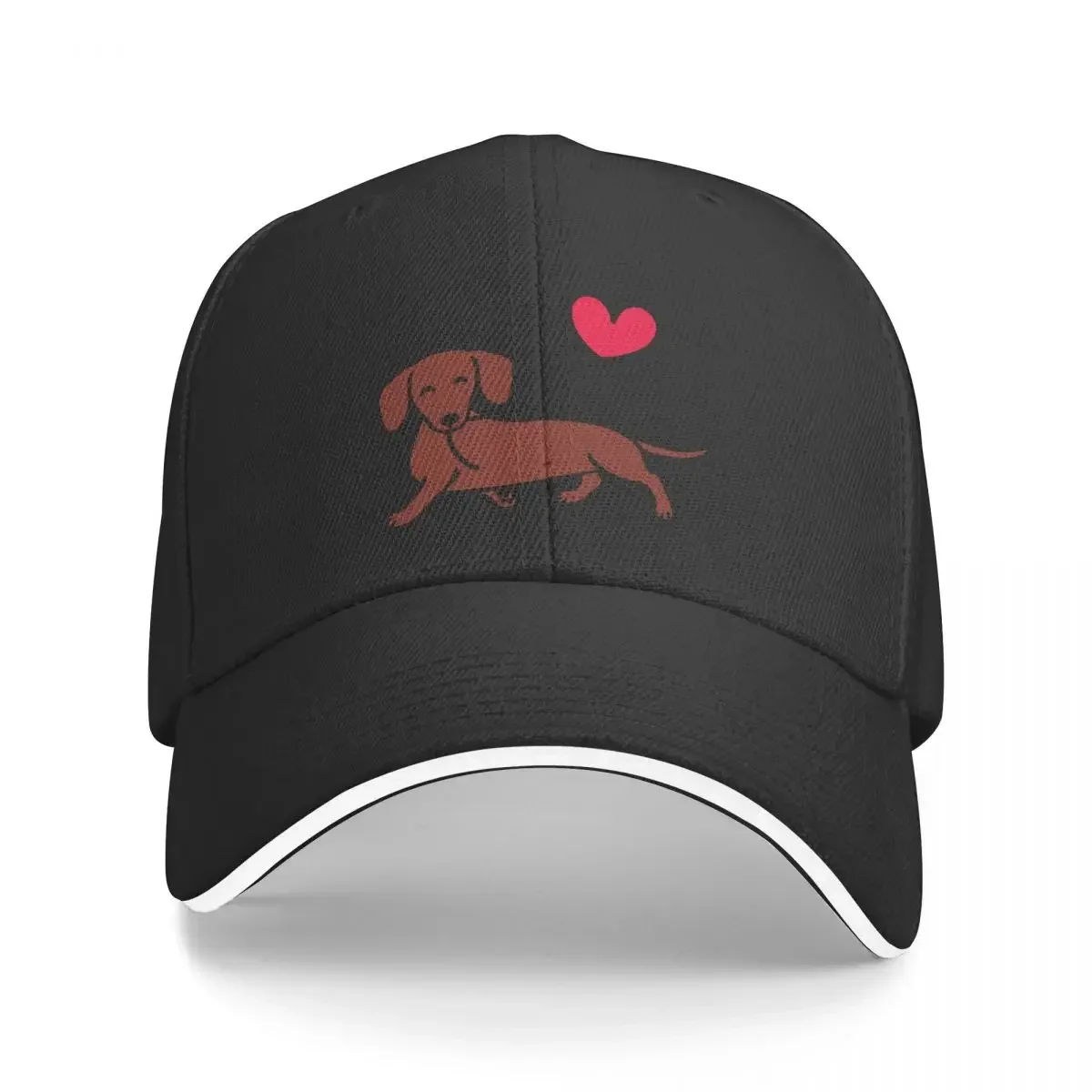 Gorra de béisbol con globo de corazón de Dachshund liso rojo para hombre, gorra de béisbol con capucha de Hip Hop, sombrero de playa de moda para mujer