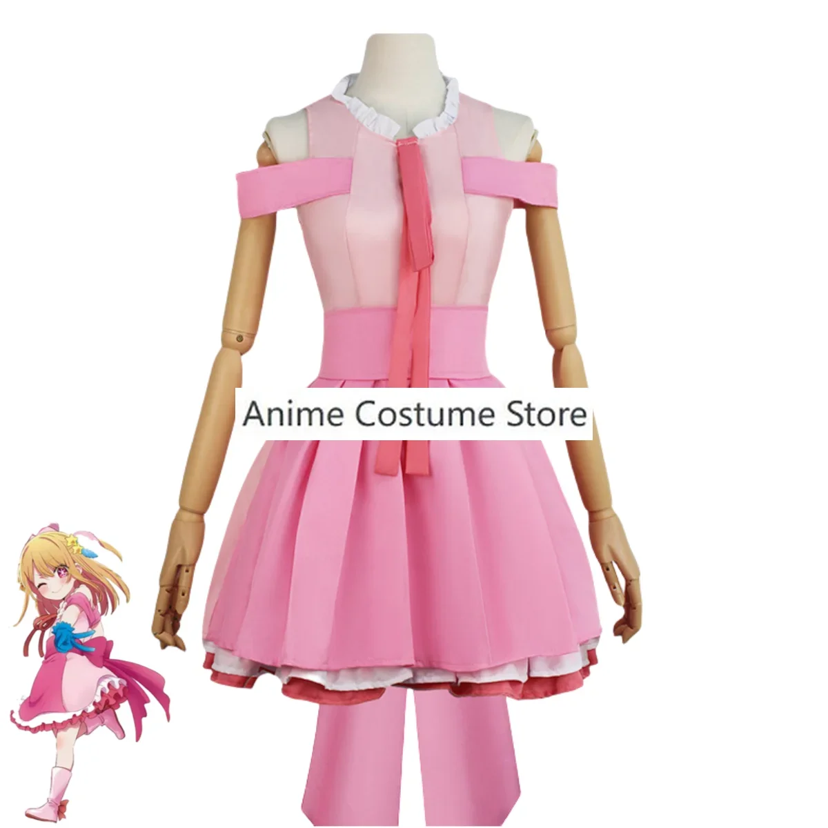 Anime Hoshino Rubii Cosplay para Crianças, Saia Rosa Princesa, Vestido Lolita, Peruca, Terno de Carnaval Kawaii para Meninas, OSHI NO KO, Rosa