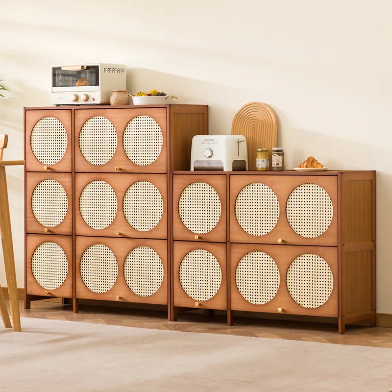 Side cabinet Solid wood against the wall Integrated locker Middle antique shelf Living room Kitchen side cabinet Household