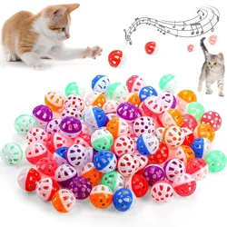 6/100Pcs Cat Toy Balls Pet Cat Kitten Play Plastic Balls with Jingle Bell Pounce Chase Rattle Toy Cat Toys Bulk Random Color