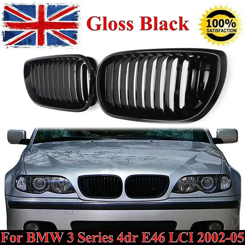 MAGICKIT Gloss Black Front Grilles For BMW 3 Series 2002-05 E46 Saloon/Touring 316i 330d Car Accessories Tools