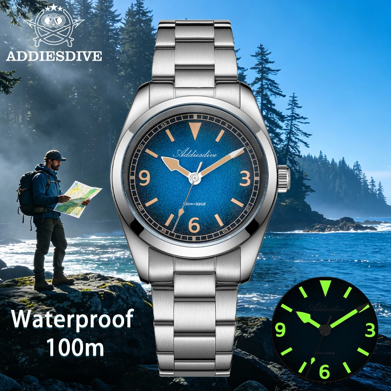 ADDIESDIVE 2026 Luxury Quartz Watch 100M Waterproof Sapphire Crystal Super Luminous Stainless Steel Business Dress Wristwatches