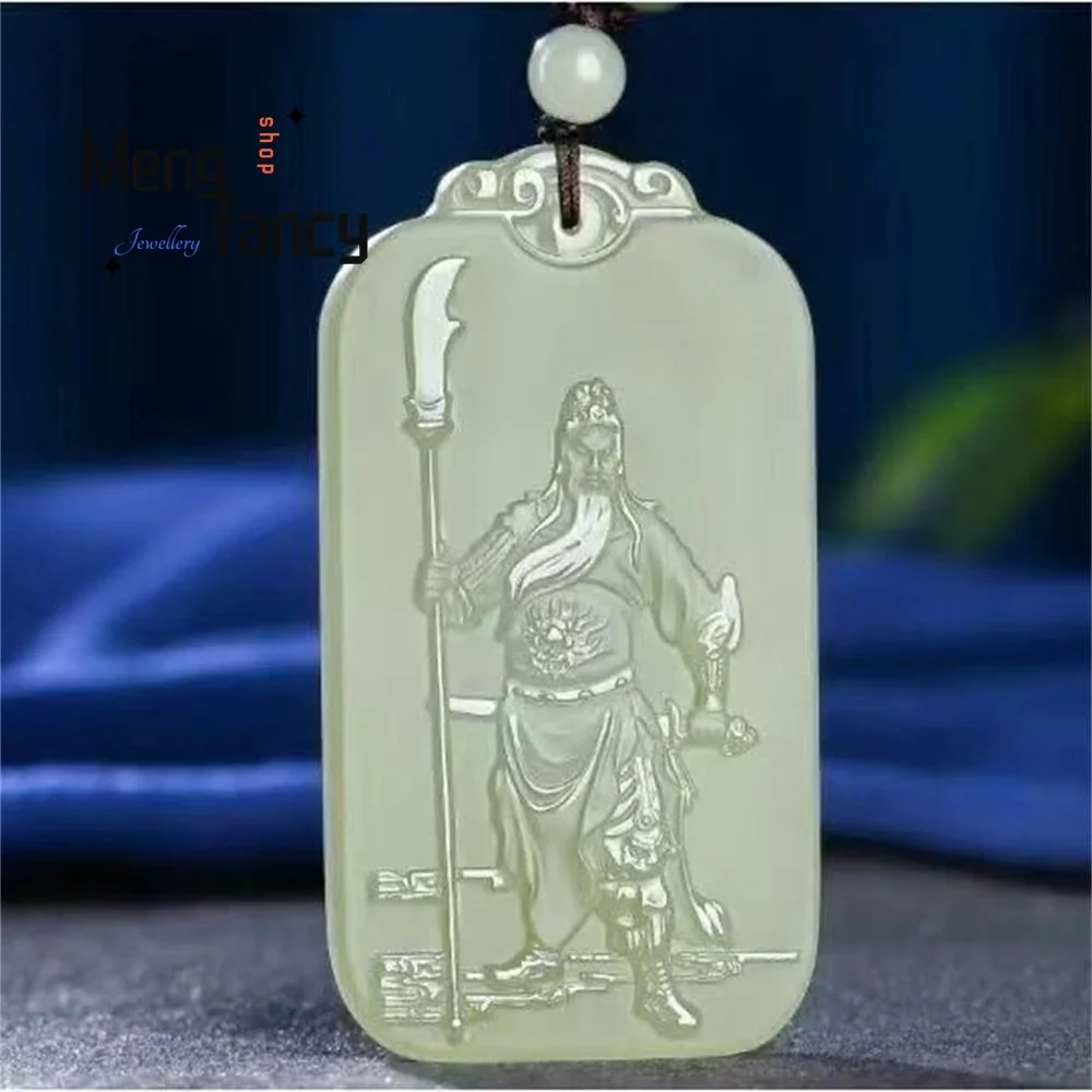 

Natural Hetian Jade Light Green Guan Gong Pendant Exquisite Elegant Simple High-grade Handicraft Luxury Quality Fashion Jewelry