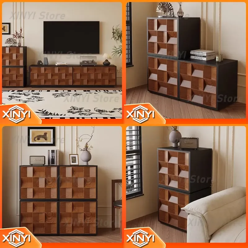French Retro Solid Wood TV Cabinet for Small Apartment Living Room Floor TV Stand Storage Media Console for Modern Home Decor