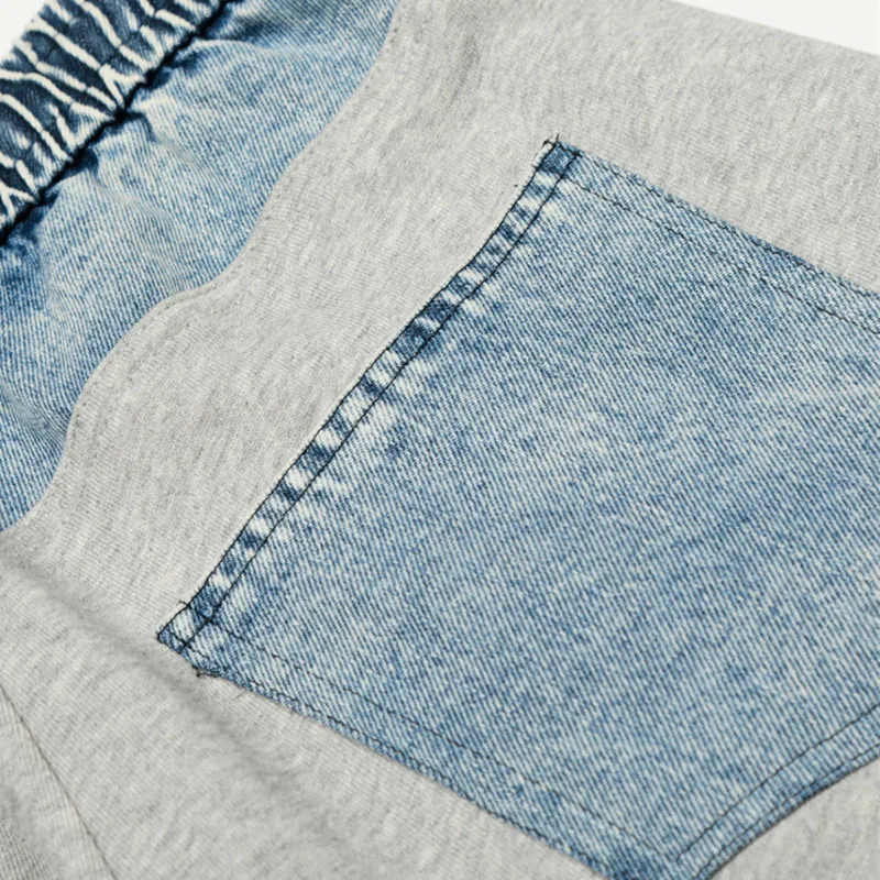 أزياء رجالية فضفاضة بجيوب متباينة غير رسمية مع تصميم فريد من نوعه، بنطال دينم مستقيم الساق ديناميكي ومتعدد الاستخدامات #5