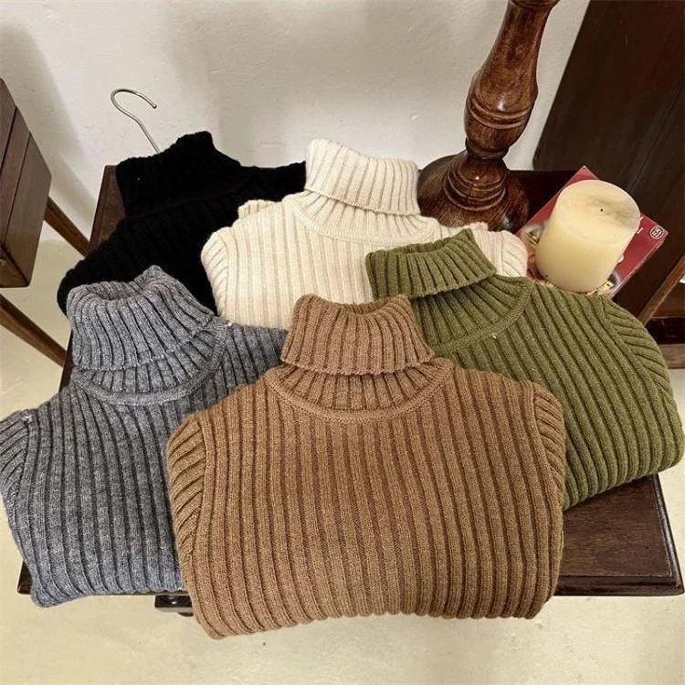 Children\'s Sweaters Turtleneck Solid Baby Girl Winter Clothes Sweater Boys Turtleneck 1 To 8 Years Clothes Pullovers for Kids