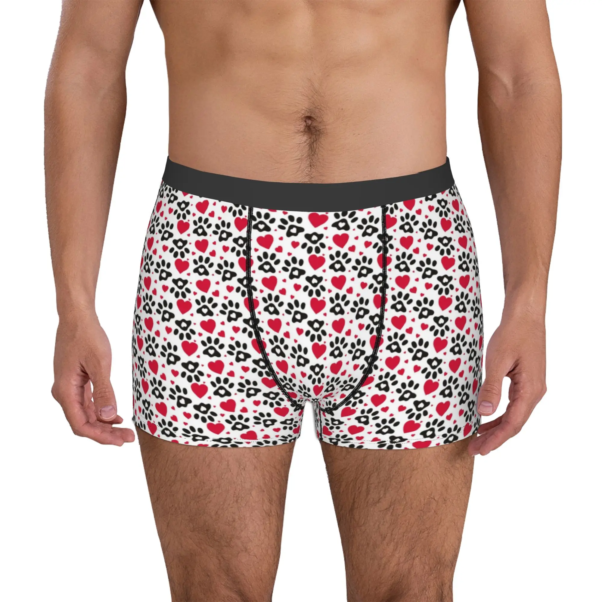 Calzoncillos tipo bóxer con estampado 3D de Dog Paw Zampe Cuori para hombre, ropa interior con estampado de animales lindos para amantes de los perros, calzoncillos elásticos