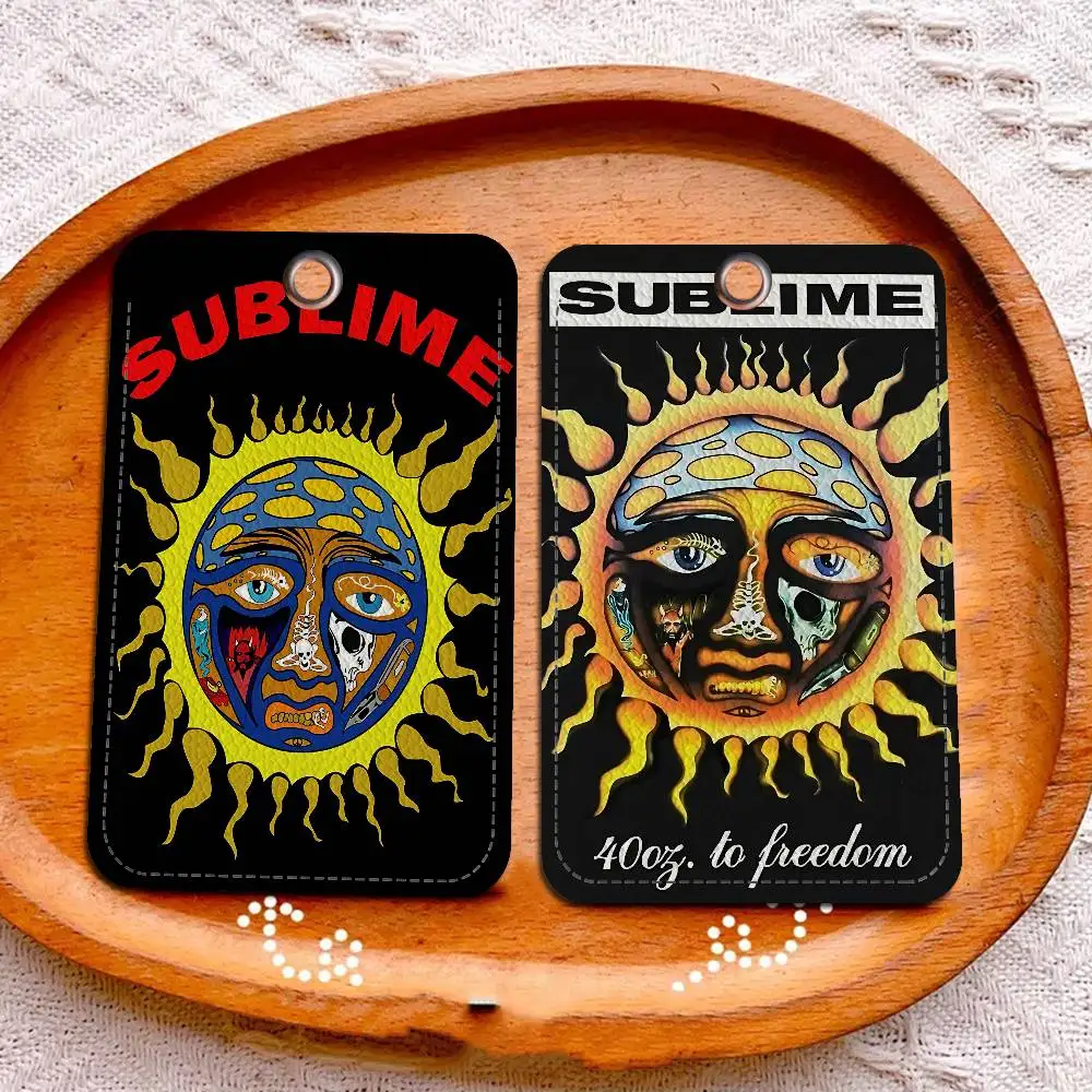 S-Sublime Band 1 قطعة حامل بطاقة جلدية PU المفاتيح حلقة رئيسية قفل الباب الوصول العلامات بطاقة الهوية حافظة بطاقة المفاتيح #2