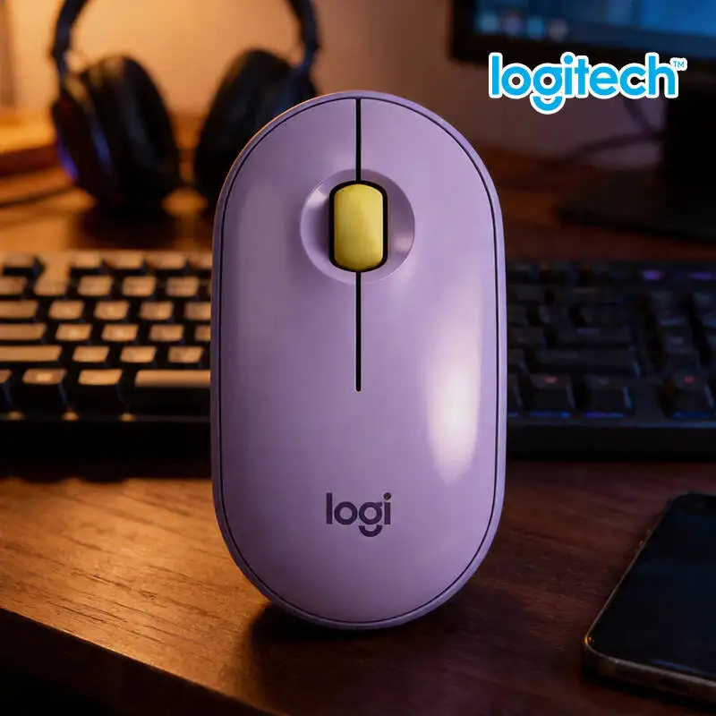 Logitech M350 Ergonomic Pebble Mouse - Comfort Palm Fit, Quiet Clicks, 77g Light, USB Storage, Daily Task Essential