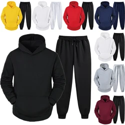 Casual Solid Color Hoodies and Sweatpants High Quality Mens Home Outdoor Long Sleeved Tracksuit Autumn Winter Jogging Sportwear